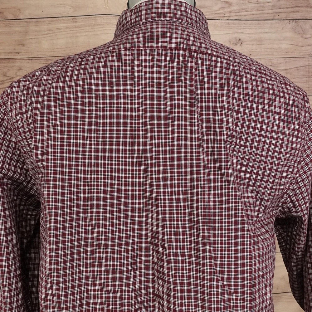 Banana Republic Shirt Mens M Red Check Long Sleeve Button-Up Slim Fit Cotton